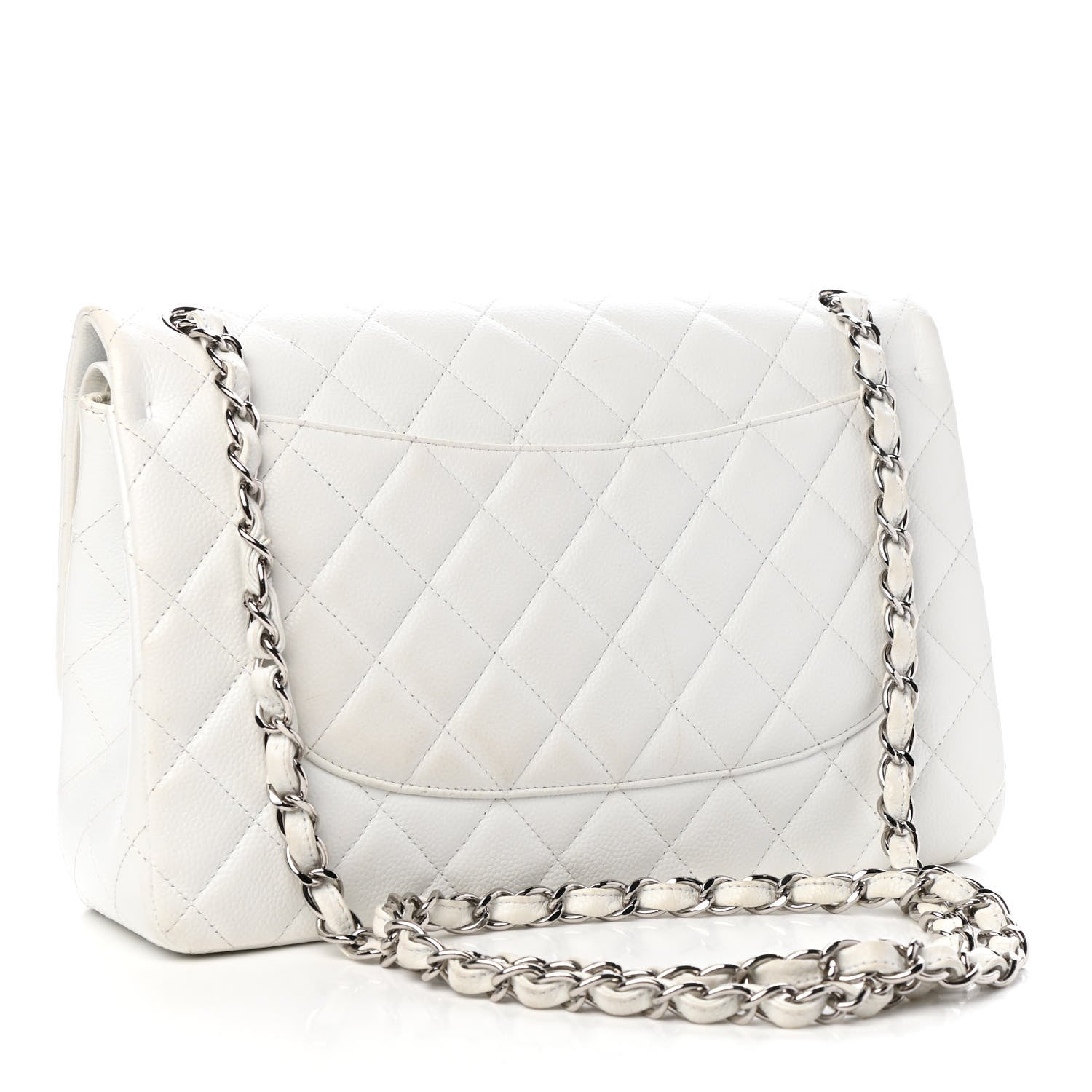 Chanel Caviar Quilted Jumbo Double Flap White 3 of 10