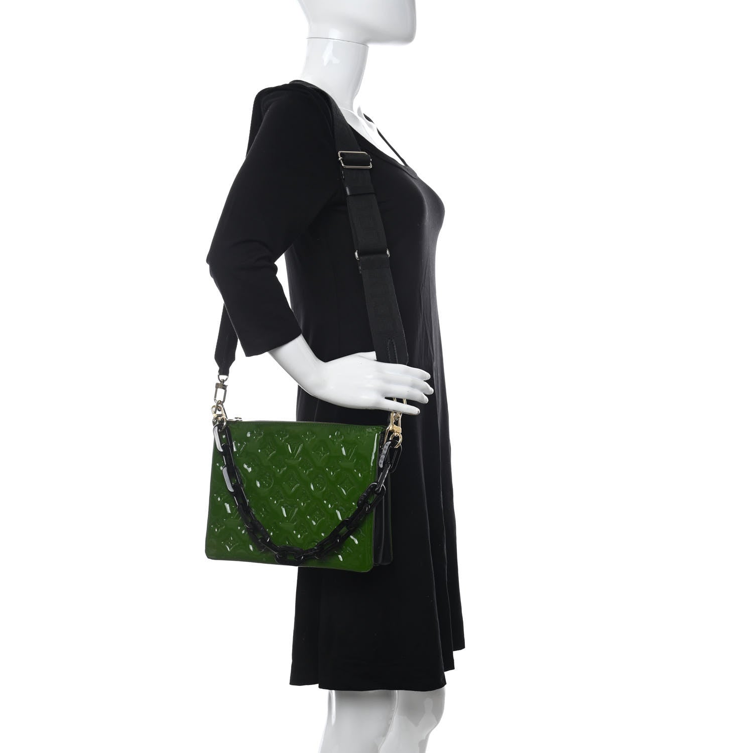 Louis Vuitton Patent Embossed Monogram Coussin PM Green Black 2 of 11