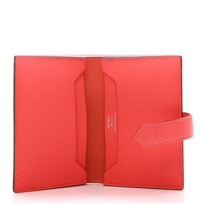 Hermes Chevre Mysore Bearn Card Holder Wallet Rose Texas 5 of 8