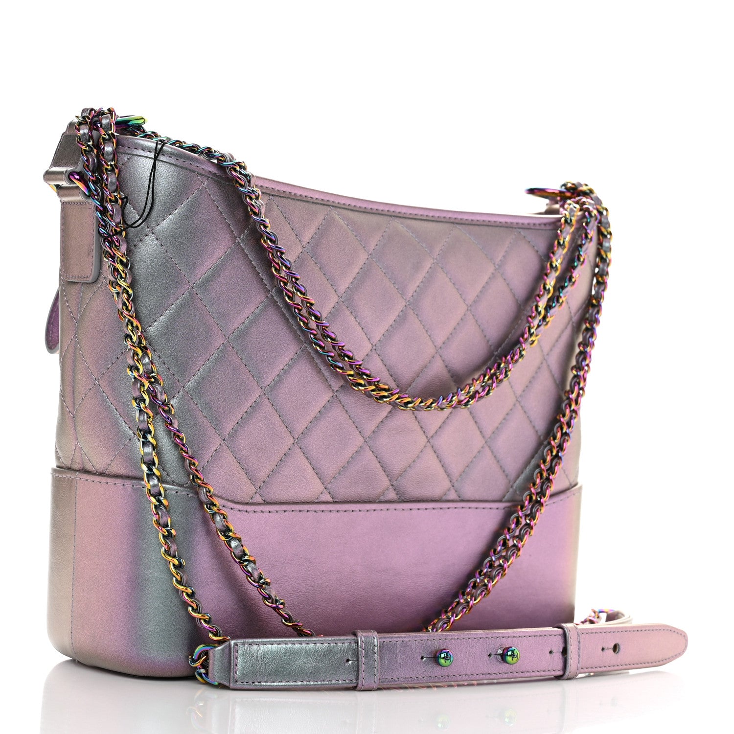 Chanel Iridescent Lambskin Calfskin Quilted Medium Gabrielle Hobo Light Purple 3 of 10