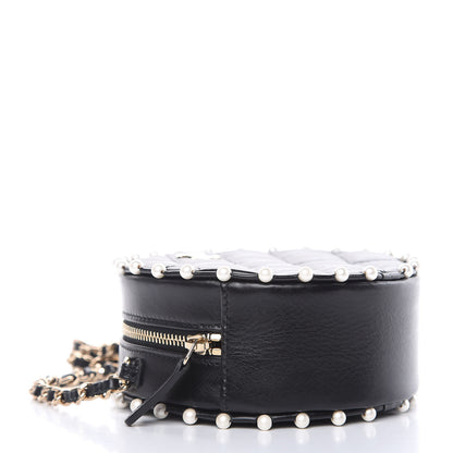Chanel Calfskin Quilted Pearl Round Clutch With Chain Black 4 of 11