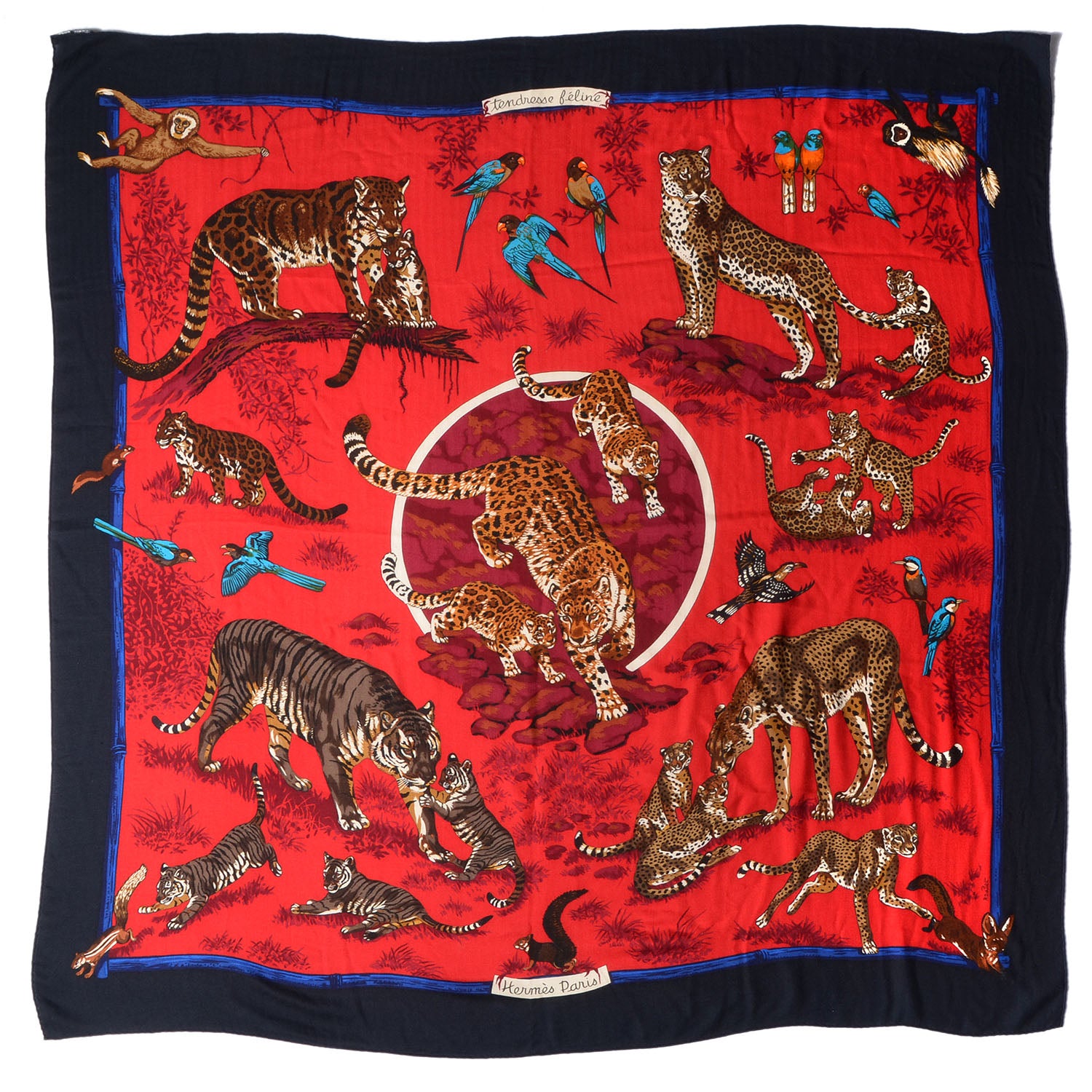 Hermes Cashmere Silk Tendresse Feline Scarf Shawl 140 2 of 6