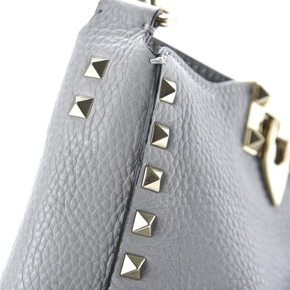 Valentino Garavani Pebbled Calfskin Mini Rockstud Flip-Lock Messenger Bag Pastel Grey 10 of 10