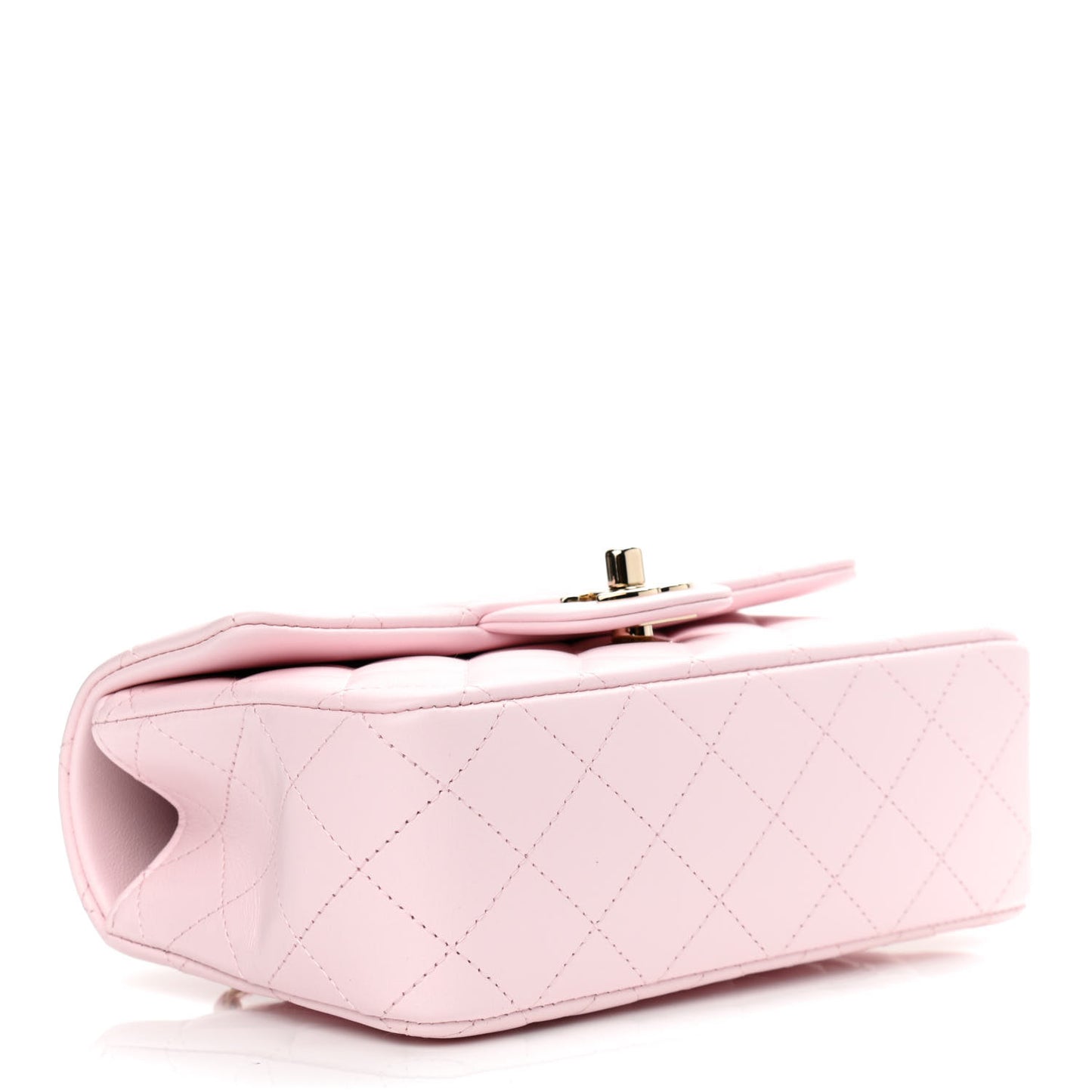 Lambskin Quilted Mini Top Handle Rectangular Flap Light Pink