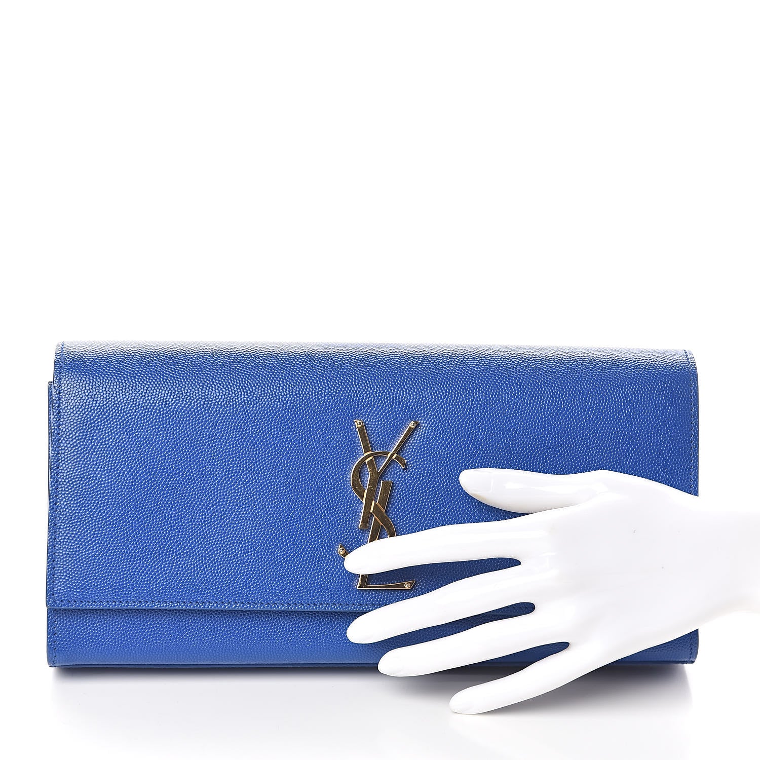 Saint Laurent Grain De Poudre Classic Monogram Cassandre Clutch Blue Majorelle 2 of 6