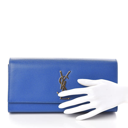 Saint Laurent Grain De Poudre Classic Monogram Cassandre Clutch Blue Majorelle 2 of 6