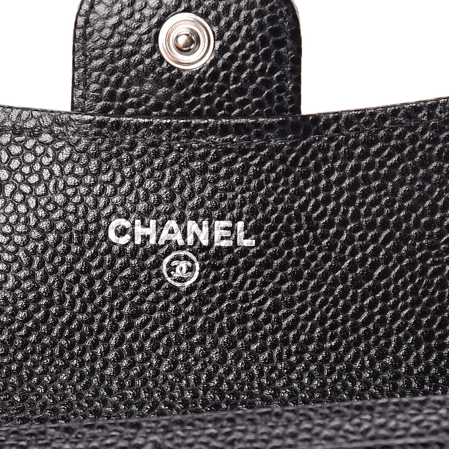 Caviar Quilted Flap Card Holder Wallet Black