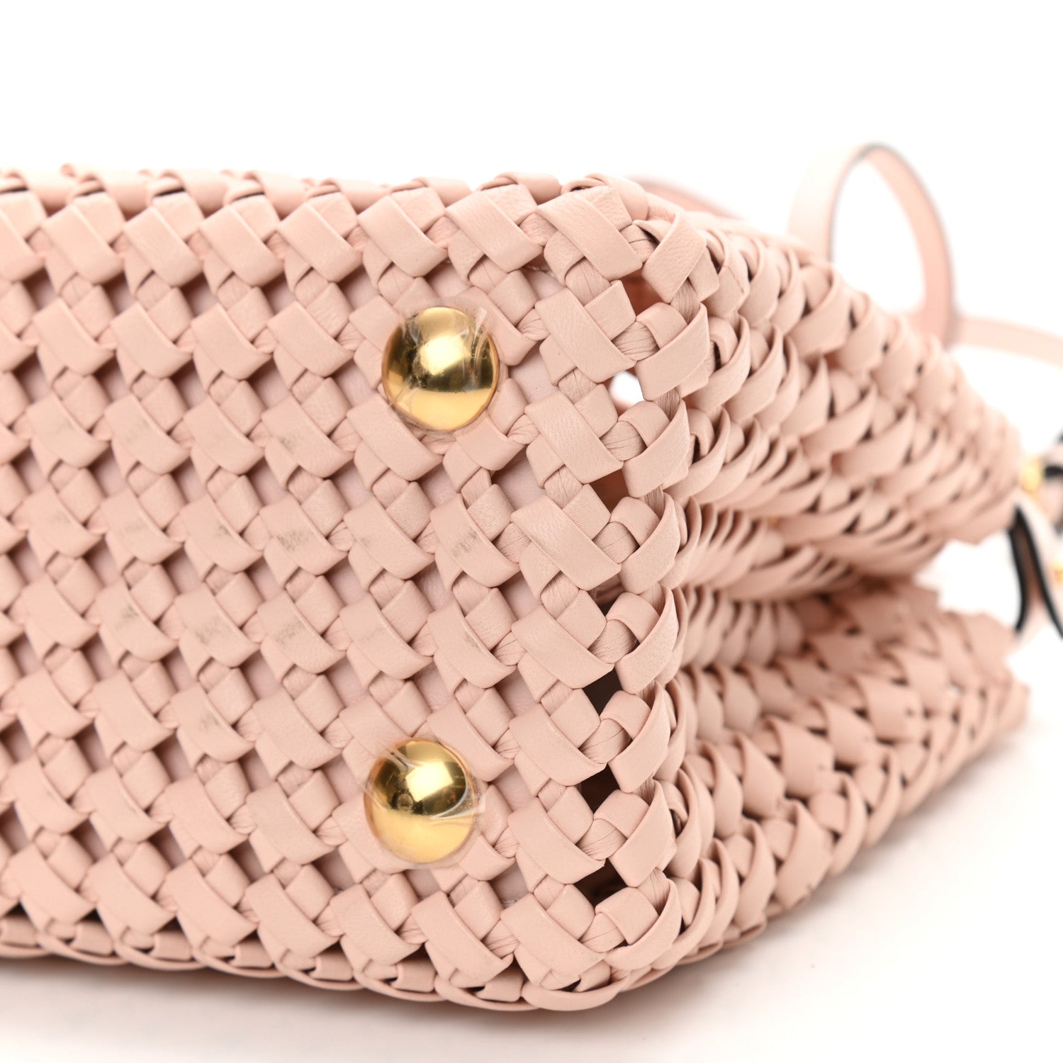 Fendi Nappa Woven Mini Peekaboo Iconic Satchel Rosa Confetto 10 of 10