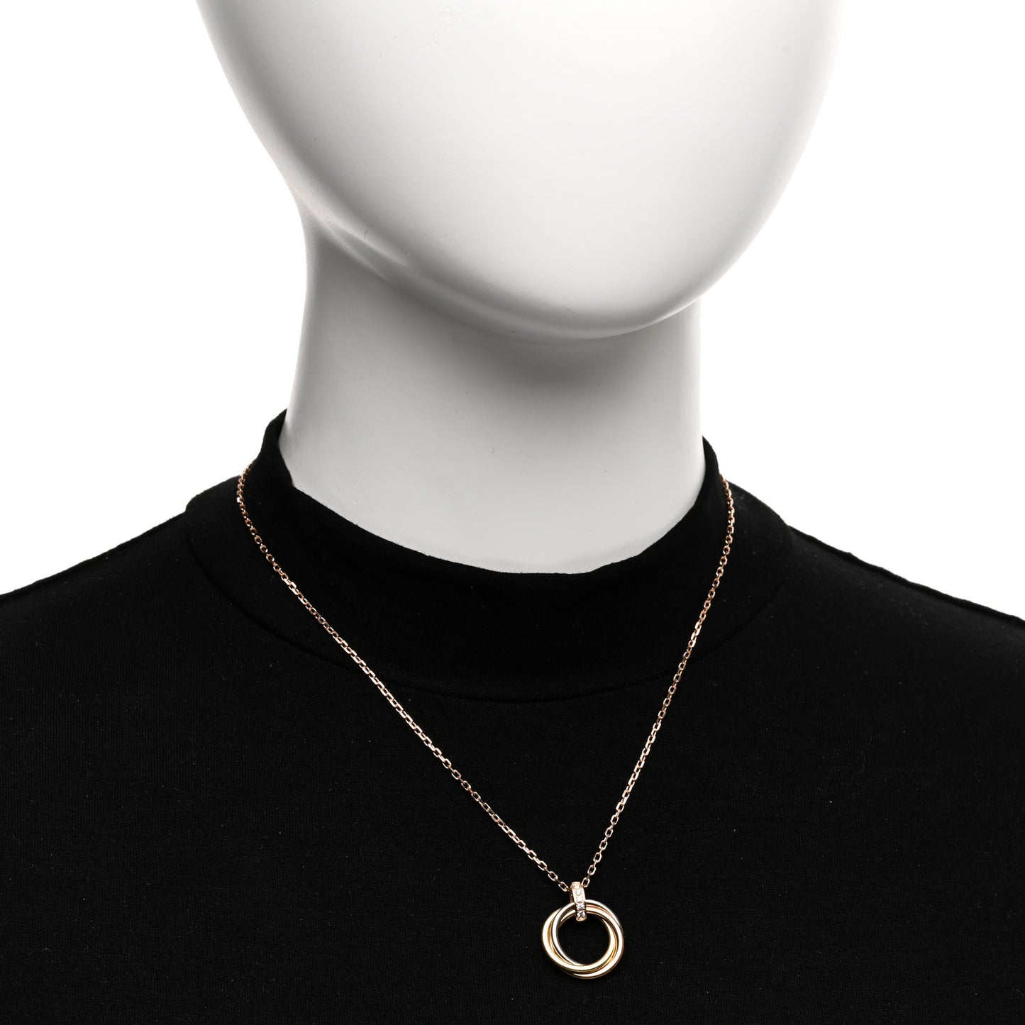 18K Pink White Yellow Gold Diamond Trinity Pendant Necklace