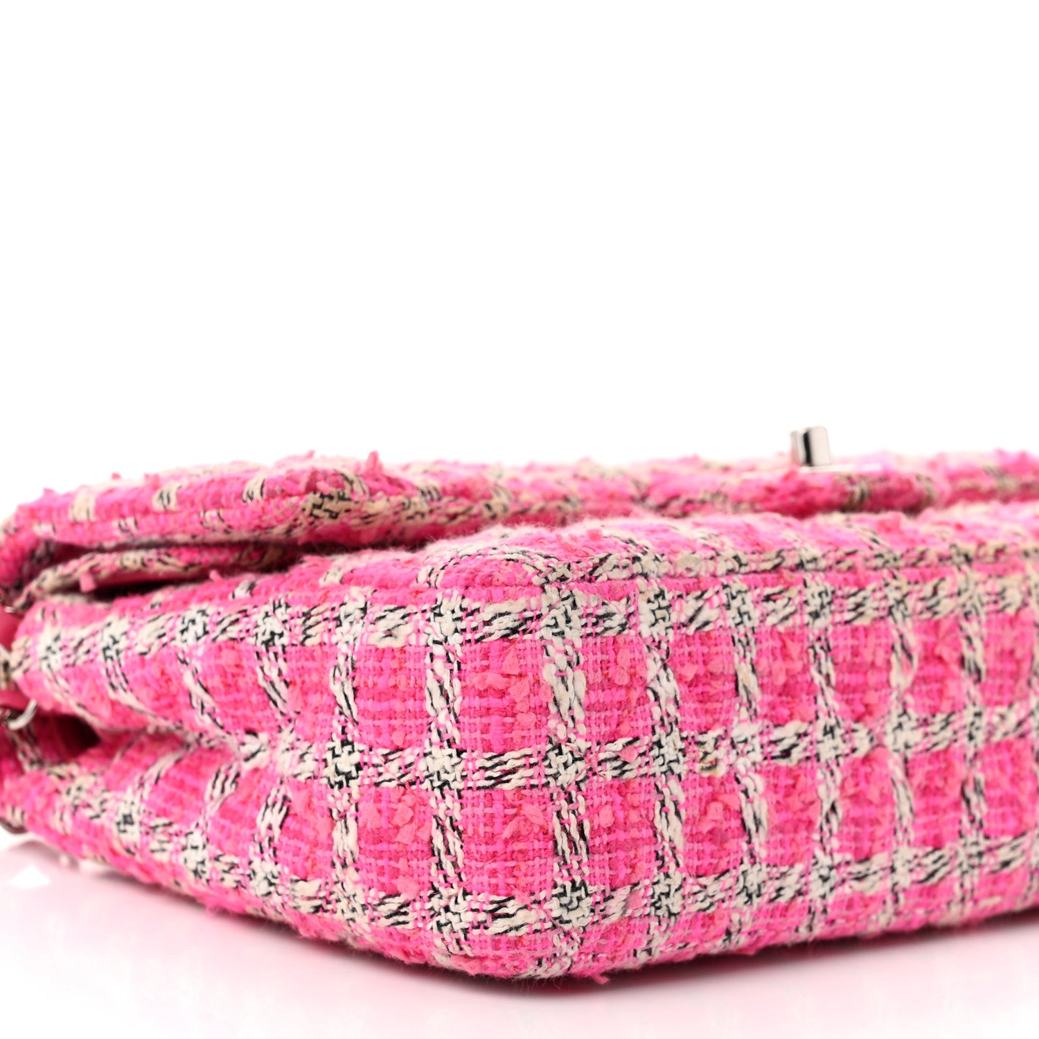 Chanel Tweed Quilted Medium Double Flap Hot Pink 9 of 12