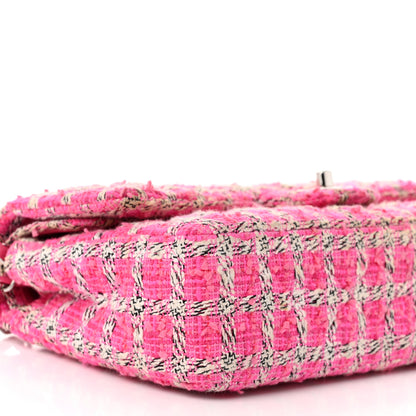 Chanel Tweed Quilted Medium Double Flap Hot Pink 9 of 12