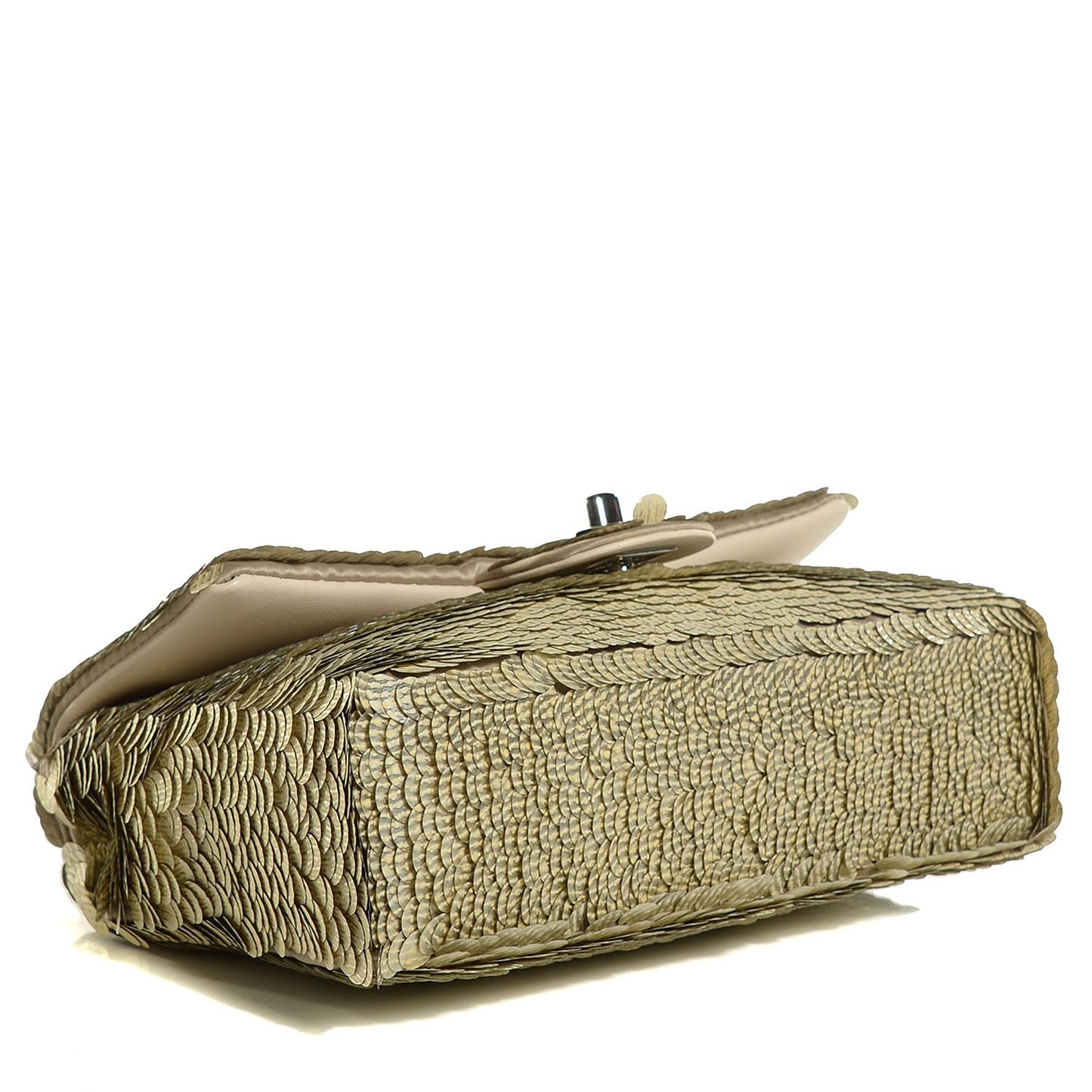 Sequin Paillette Small Flap Beige