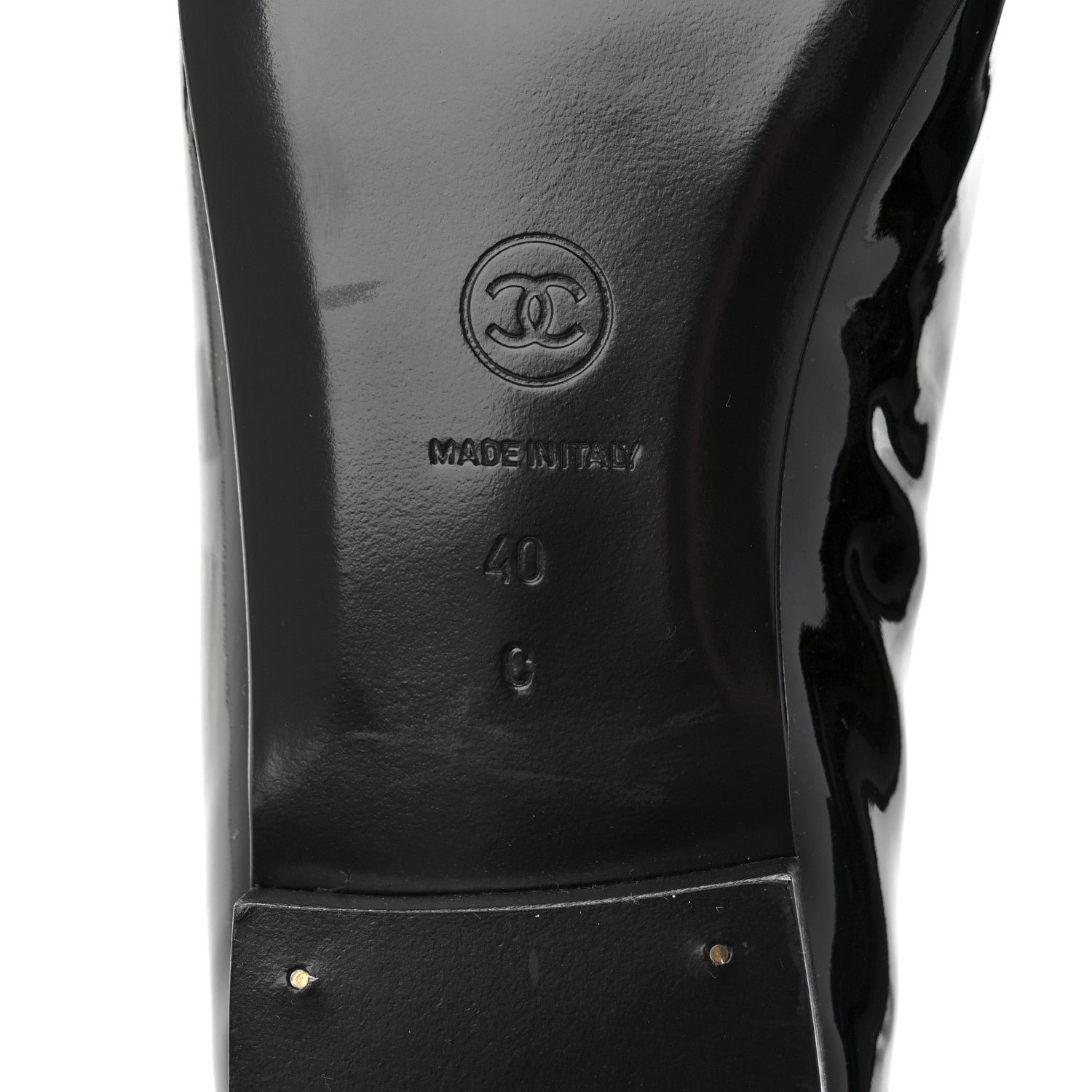 Chanel Patent CC Cap Toe Ballerina Flats 40 Black Beige 7 of 9