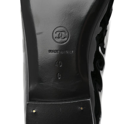 Chanel Patent CC Cap Toe Ballerina Flats 40 Black Beige 7 of 9