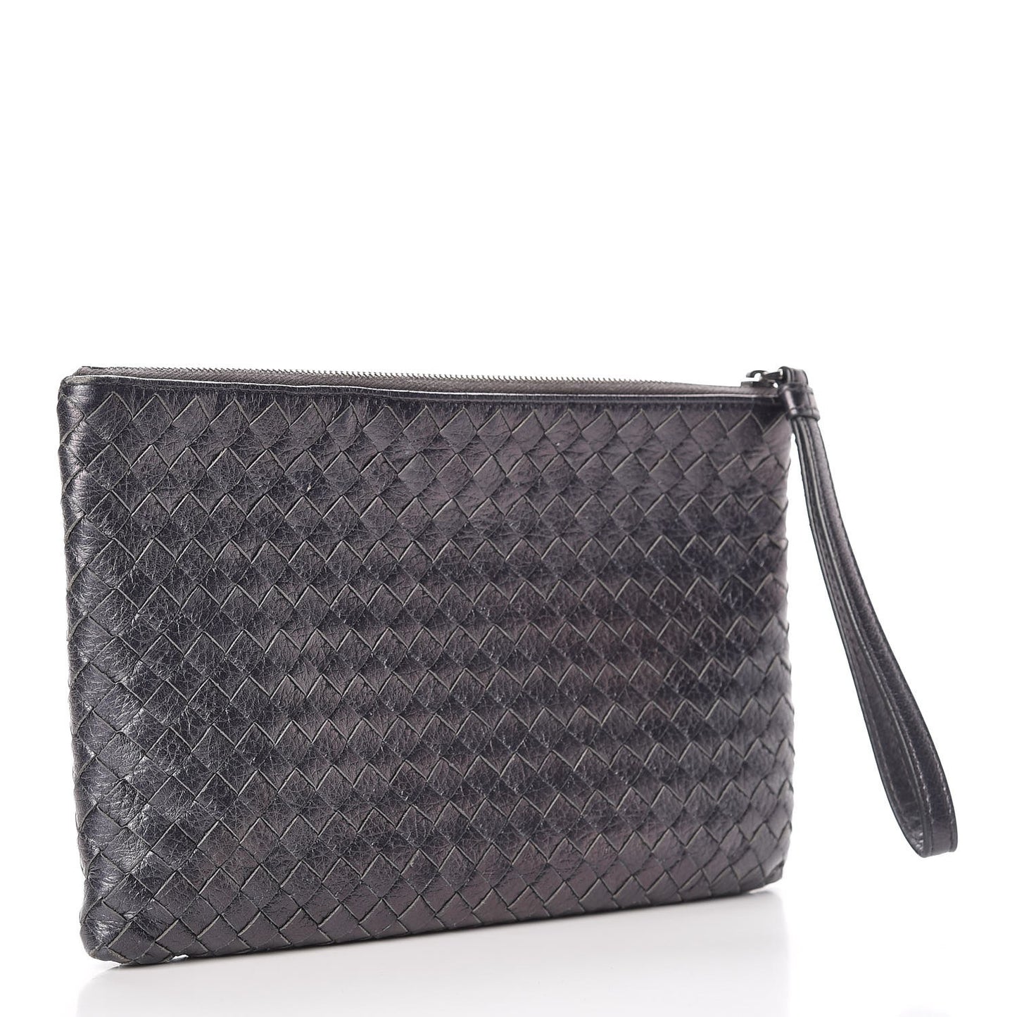 Vitello Intrecciato Pouch Argento Ossidato