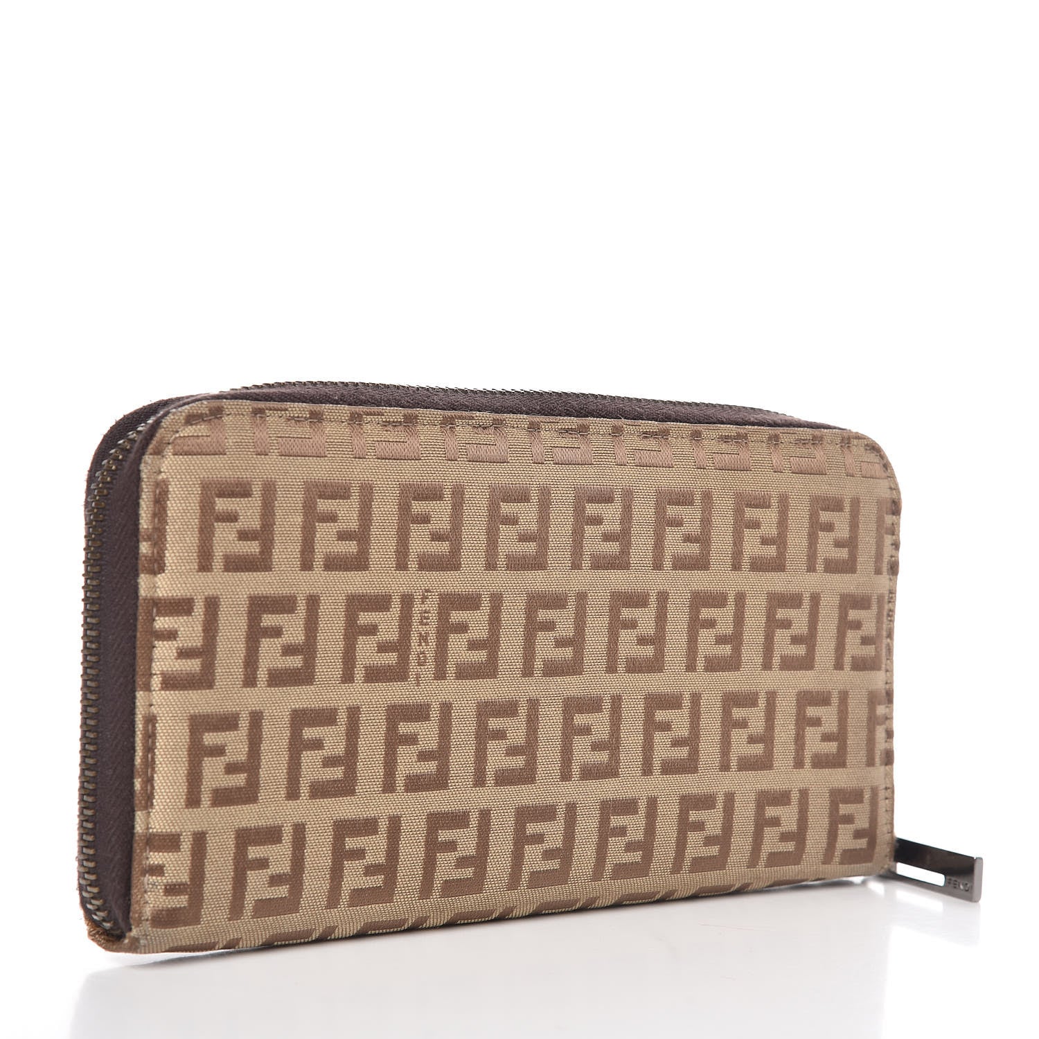 Fendi Zucchino Zip Around Wallet Dark Brown 3 of 10
