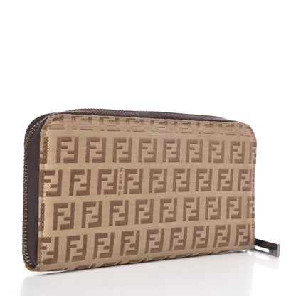 Fendi Zucchino Zip Around Wallet Dark Brown 3 of 10