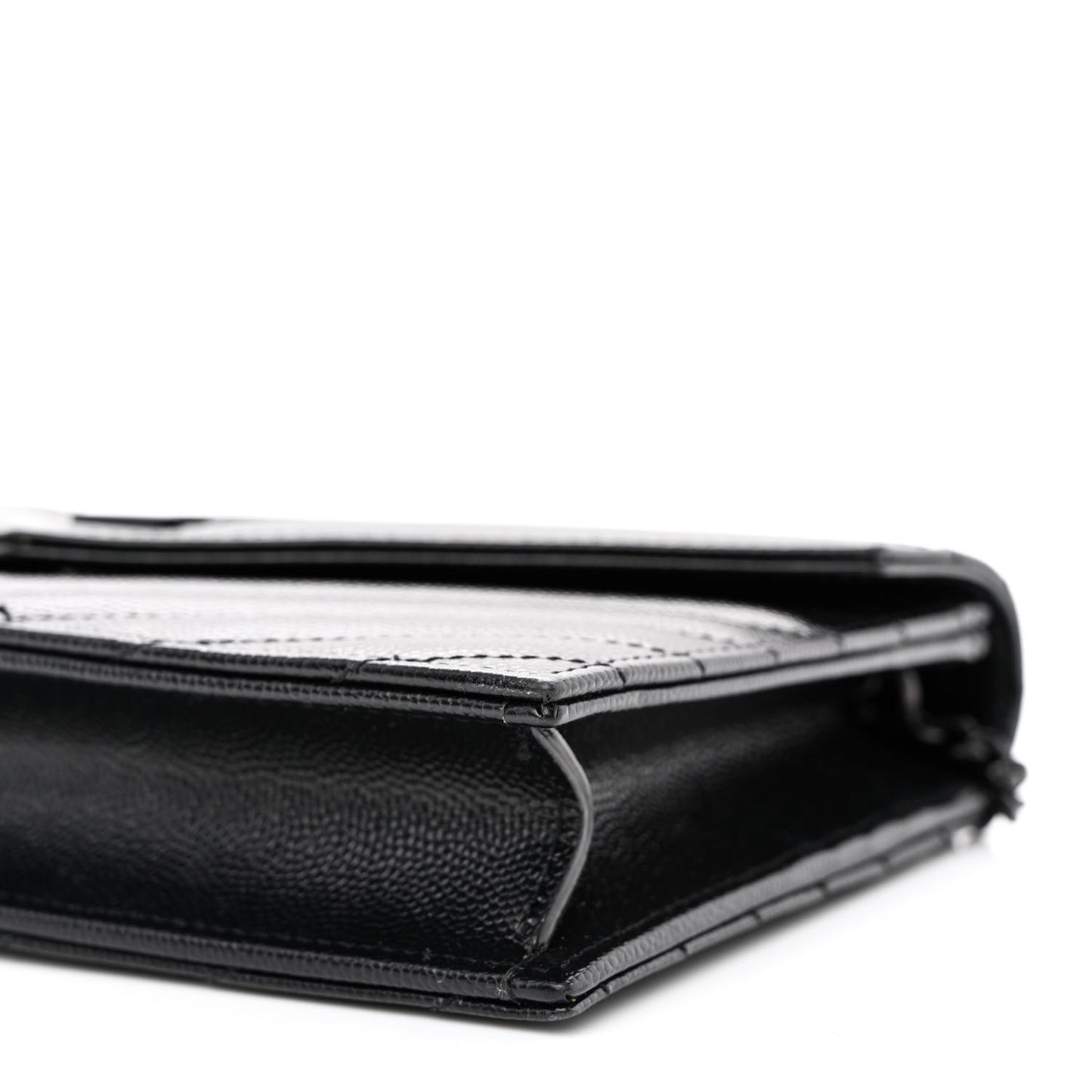 Grain De Poudre Matelasse Chevron Monogram Monochrome Envelope Chain Wallet Black
