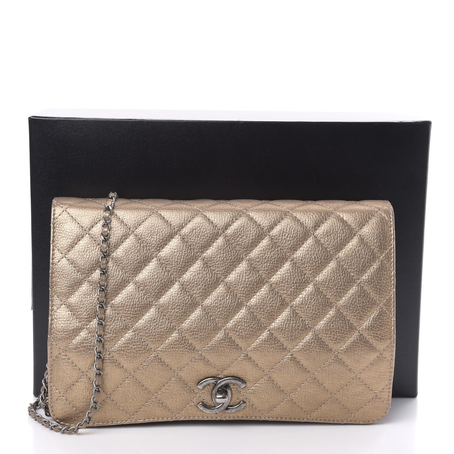 Chanel Metallic Calfskin Quilted Flap Clutch Light Bronze 13 of 13
