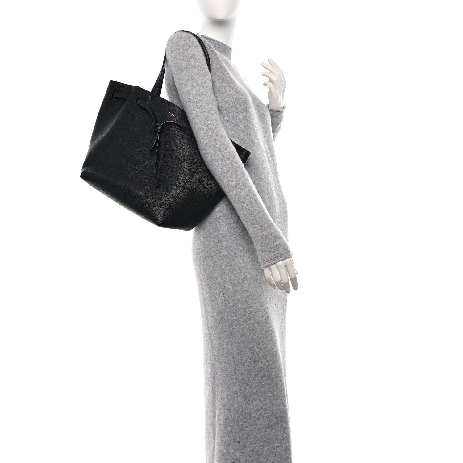 Celine Soft Grained Calfskin Medium Belt Cabas Phantom Black 3 of 8