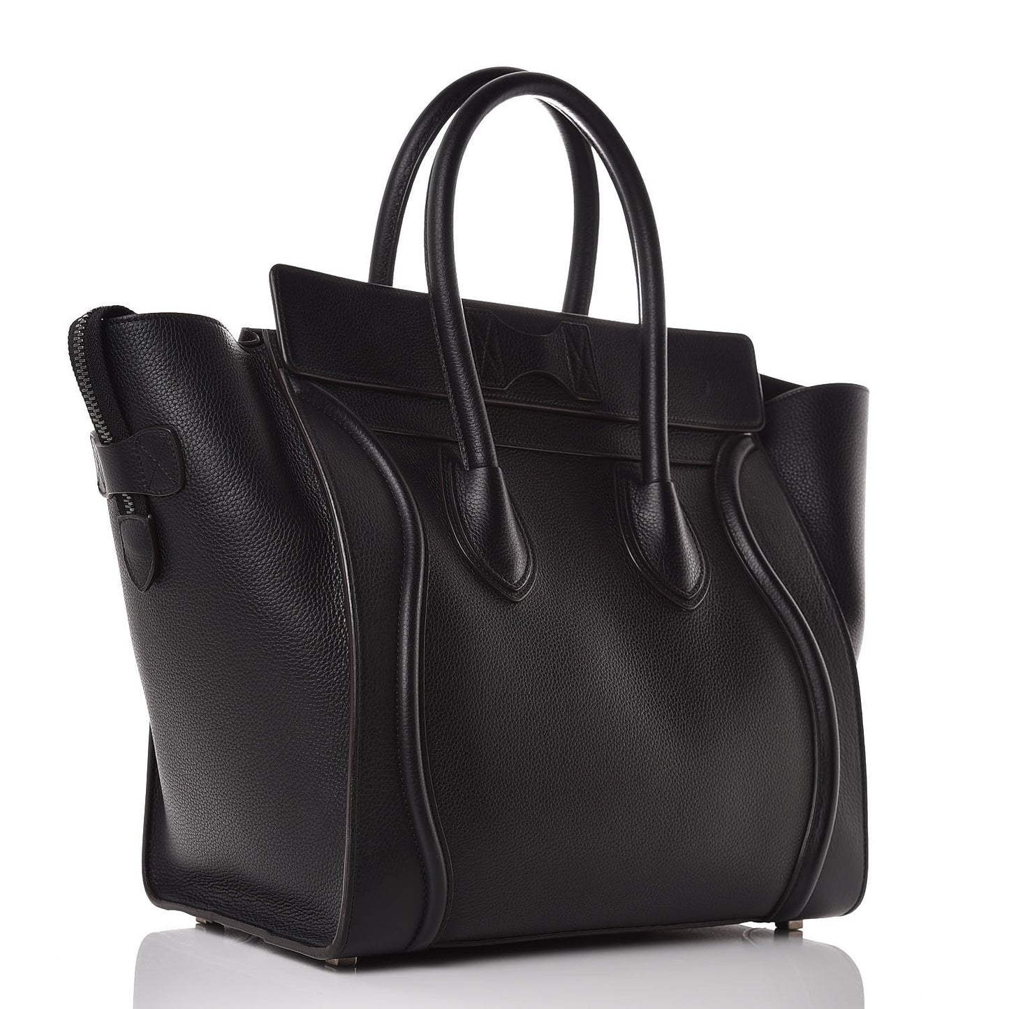 Drummed Calfskin Mini Luggage Black