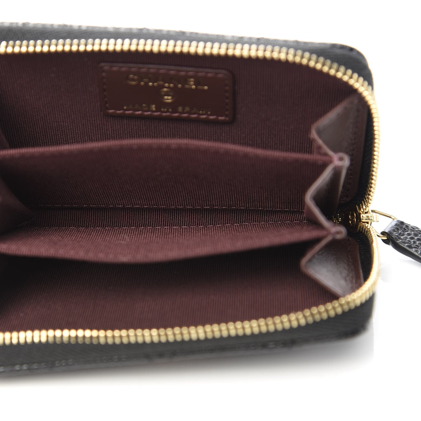 Caviar Quilted Zip Coin Purse Black