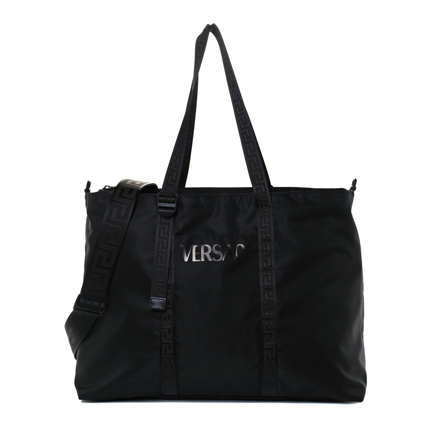 Nylon La Greca Logo Tote Black