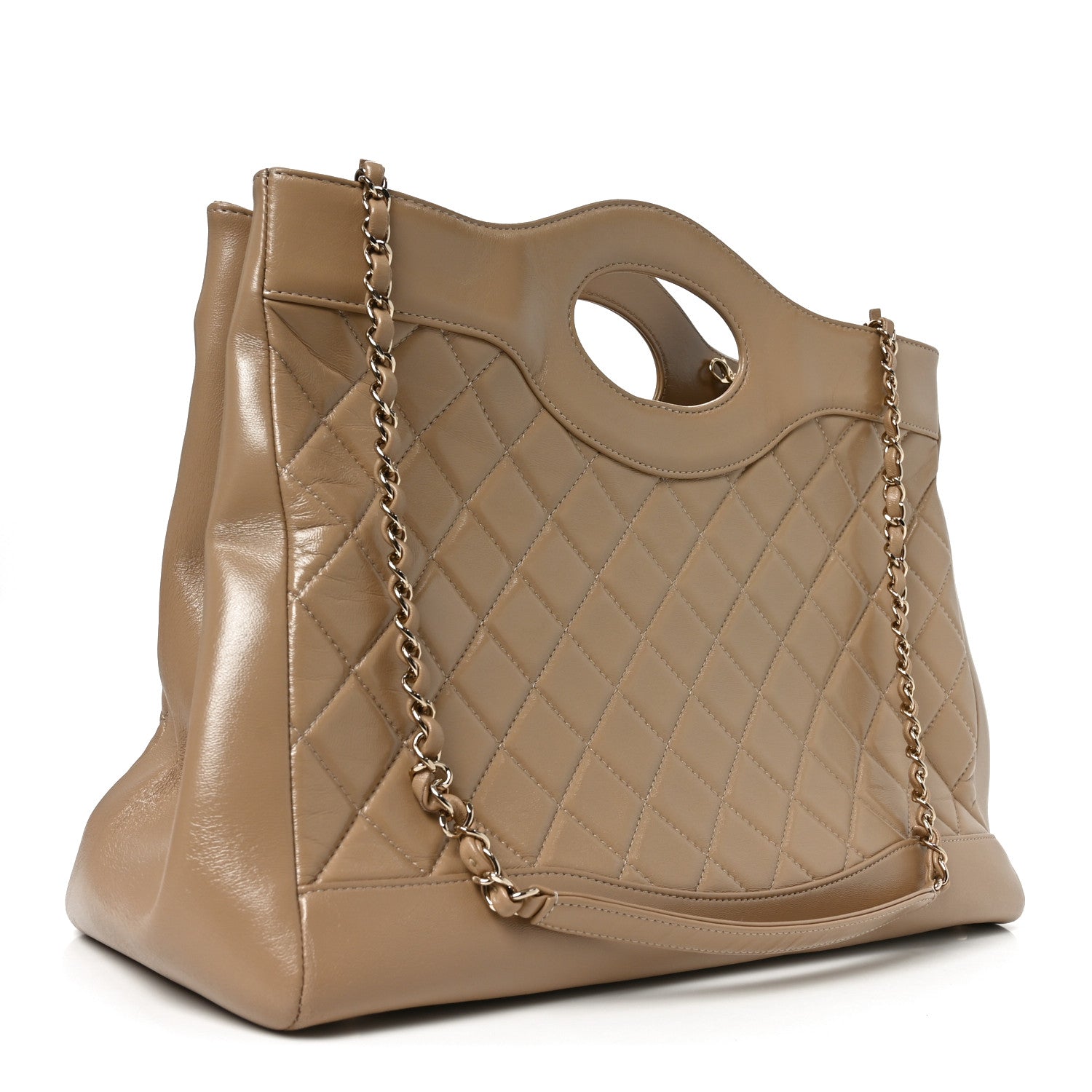 Chanel Shiny Crumpled Calfskin Quilted Large 31 Shopping Bag Beige 3 of 10