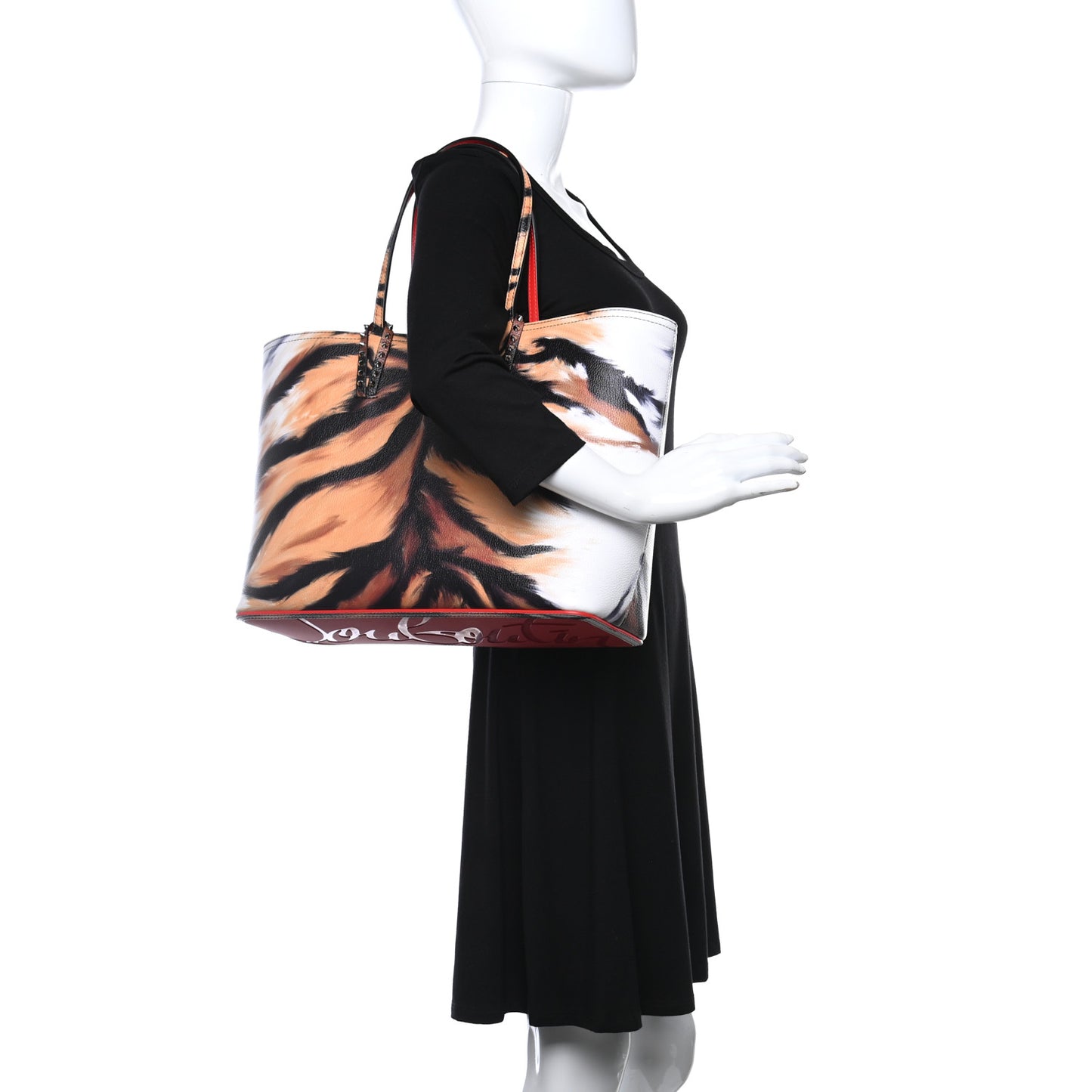 Calfskin Bengal Print Spikes East West Cabata Tote