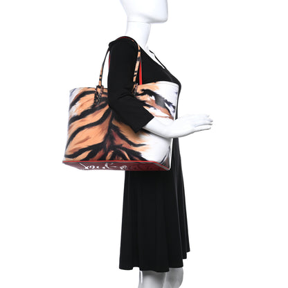 Christian Louboutin Calfskin Bengal Print Spikes East West Cabata Tote 2 of 10