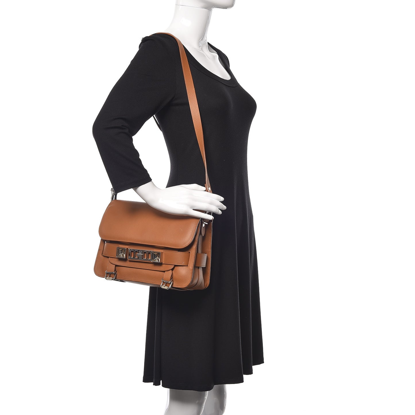 Calfskin PS11 Classic Shoulder Bag Caramel