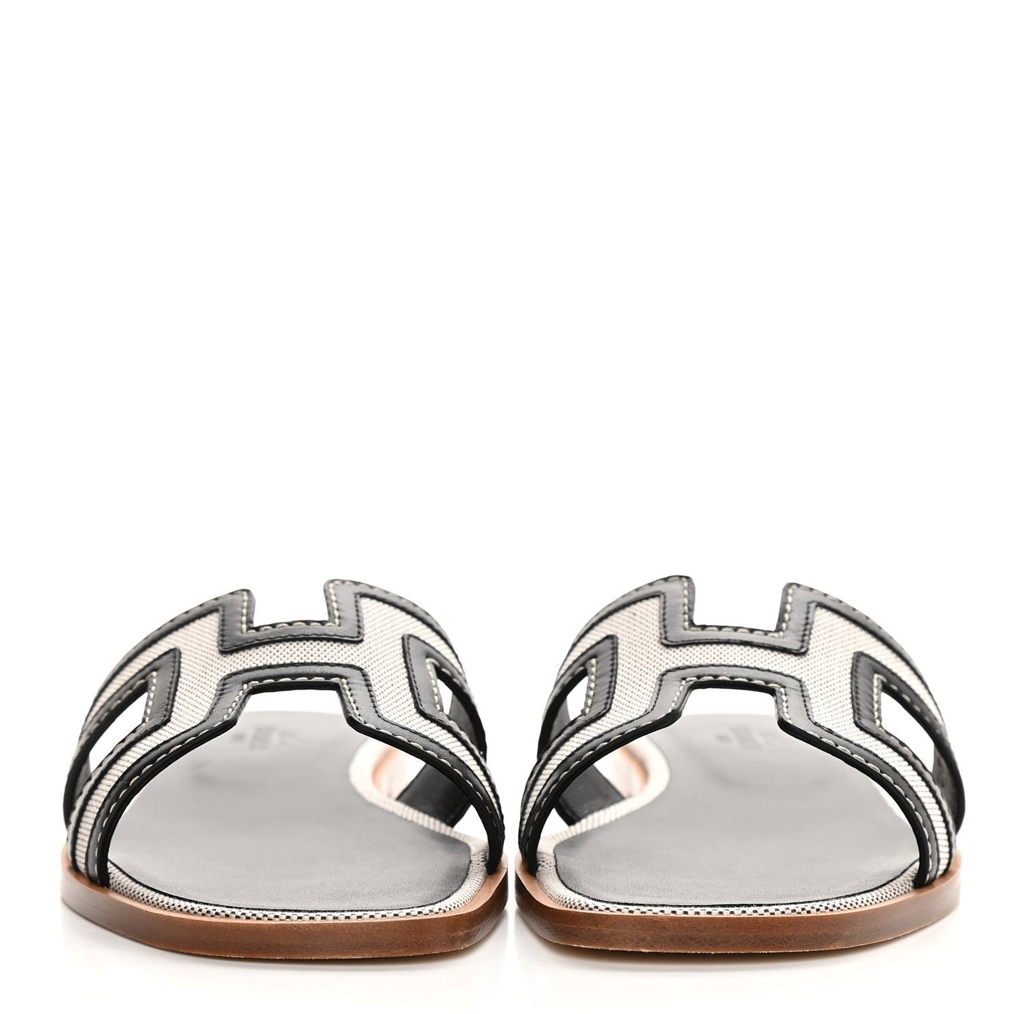 Calfskin Canvas Oran Sandals 36 Black