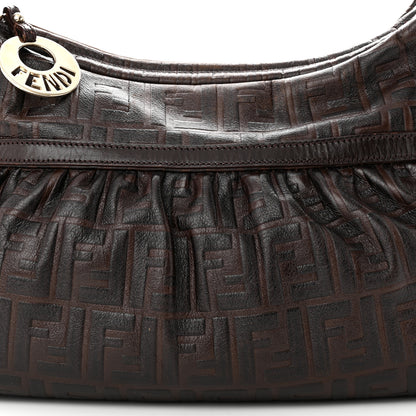 Fendi Vitello FF Embossed Chef Hobo Brown 8 of 13