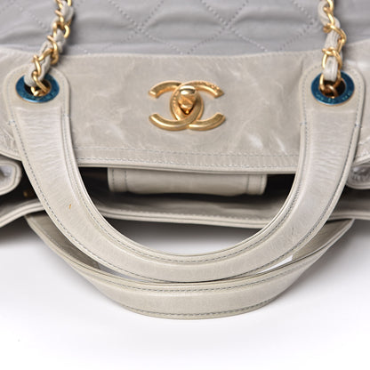 Chanel Calfskin Quilted Tote Light Grey 10 of 14