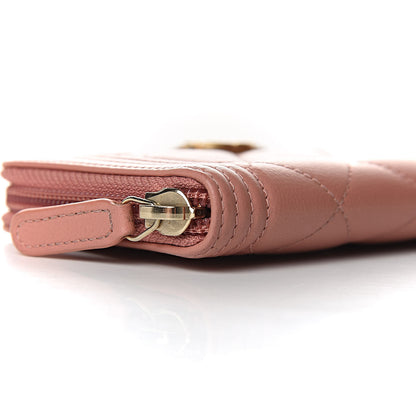 Chanel Caviar Quilted Boy Small Zip Around Wallet Pink 5 of 14