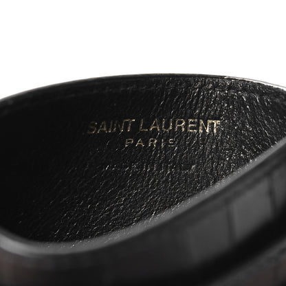 Saint Laurent Calfskin Crocodile Embossed Monogram Tiny Cassandra Credit Card Case Black 6 of 10