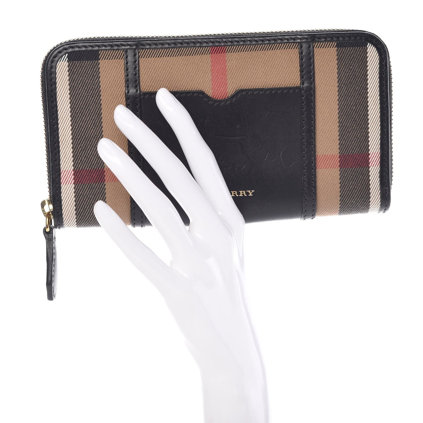 House Check Large Sartorial Ziggy Zip Around Wallet Black