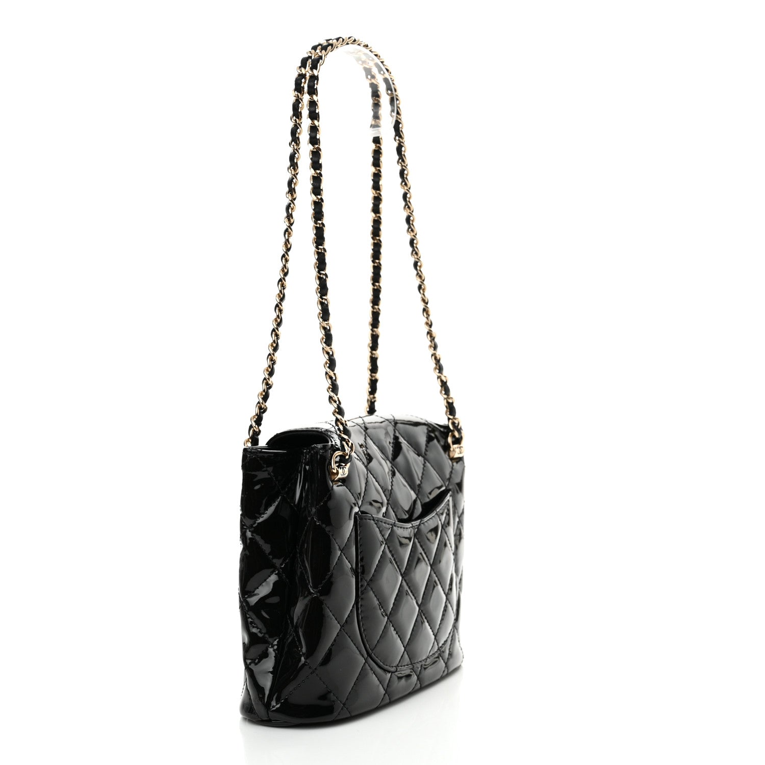 Chanel Patent Quilted Shiny Coco Small Flap Hobo Black 3 of 12