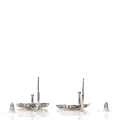 Chanel Baguette Crystal CC Dangle Earrings Silver 3 of 4