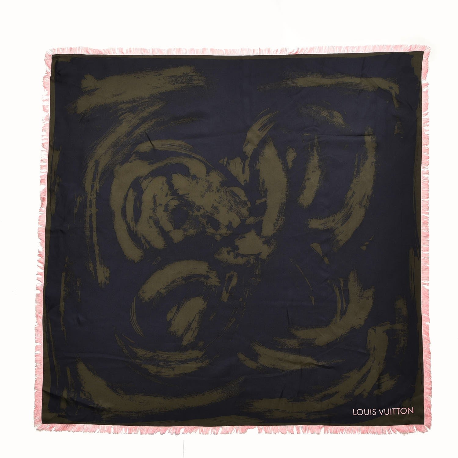 Louis Vuitton Silk Arty Flower Scarf Green Pink 1 of 5
