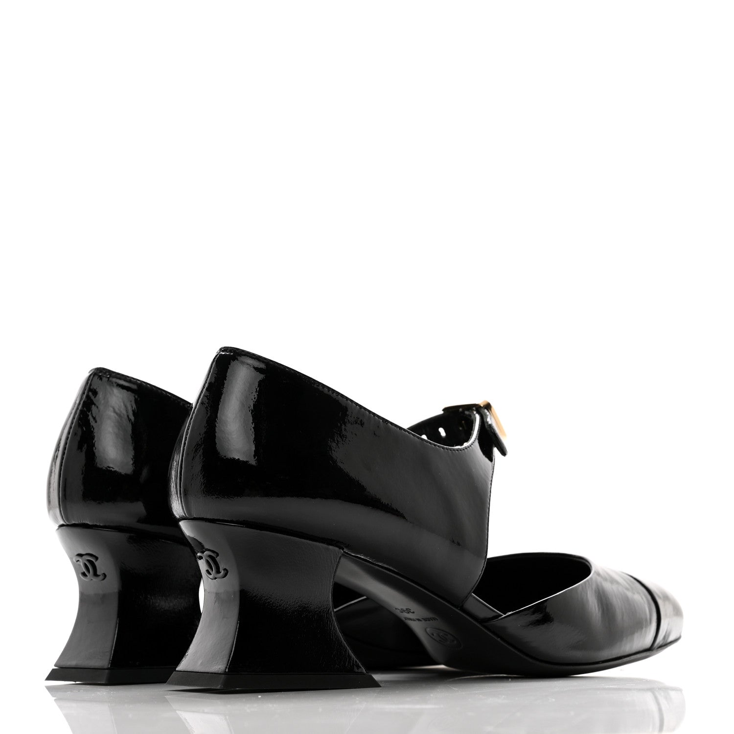 Chanel Patent Goatskin Cap Toe Pumps 39 Black 4 of 11