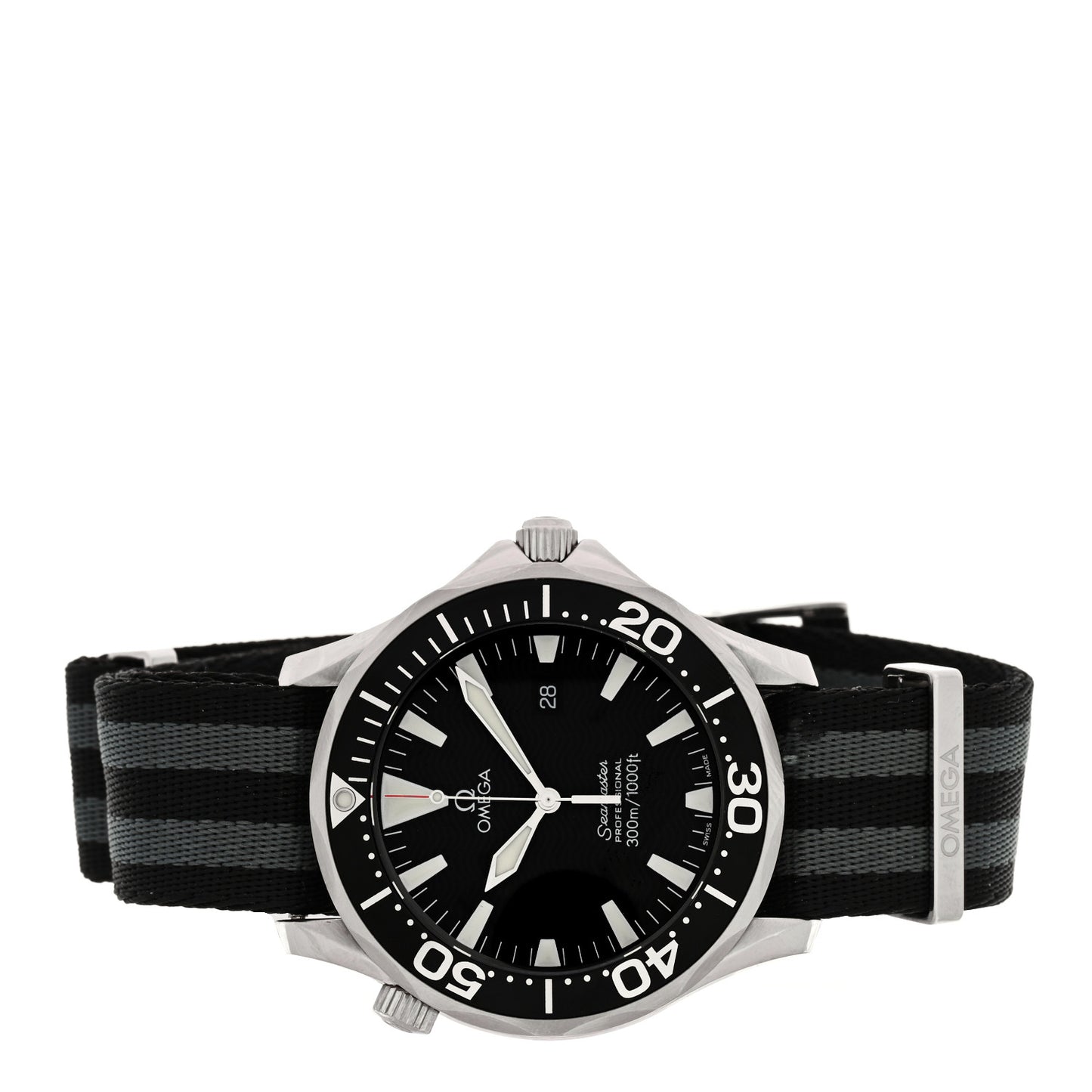 Stainless Steel Fabric 41mm Seamaster Professional 300M Diver Quartz Watch Black 2264.50
