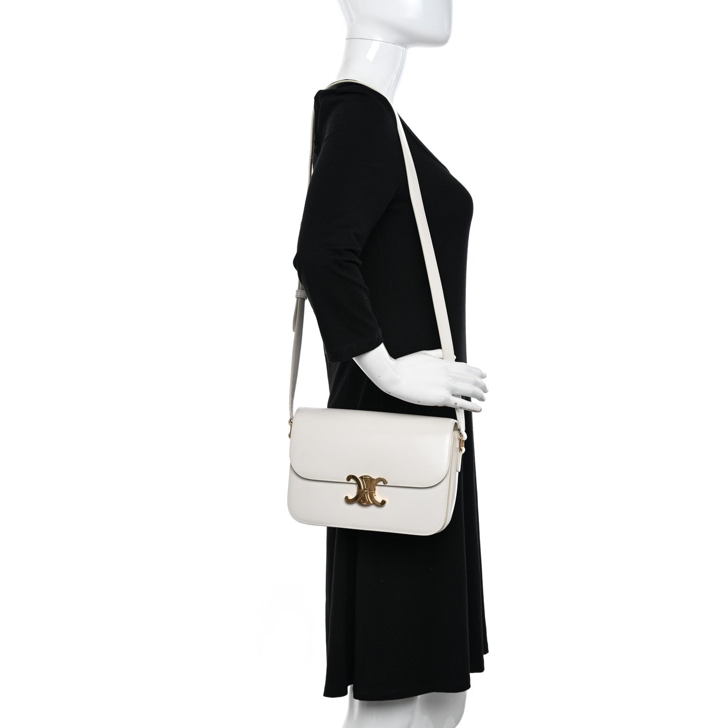 Celine Shiny Calfskin Medium Triomphe White 2 of 18