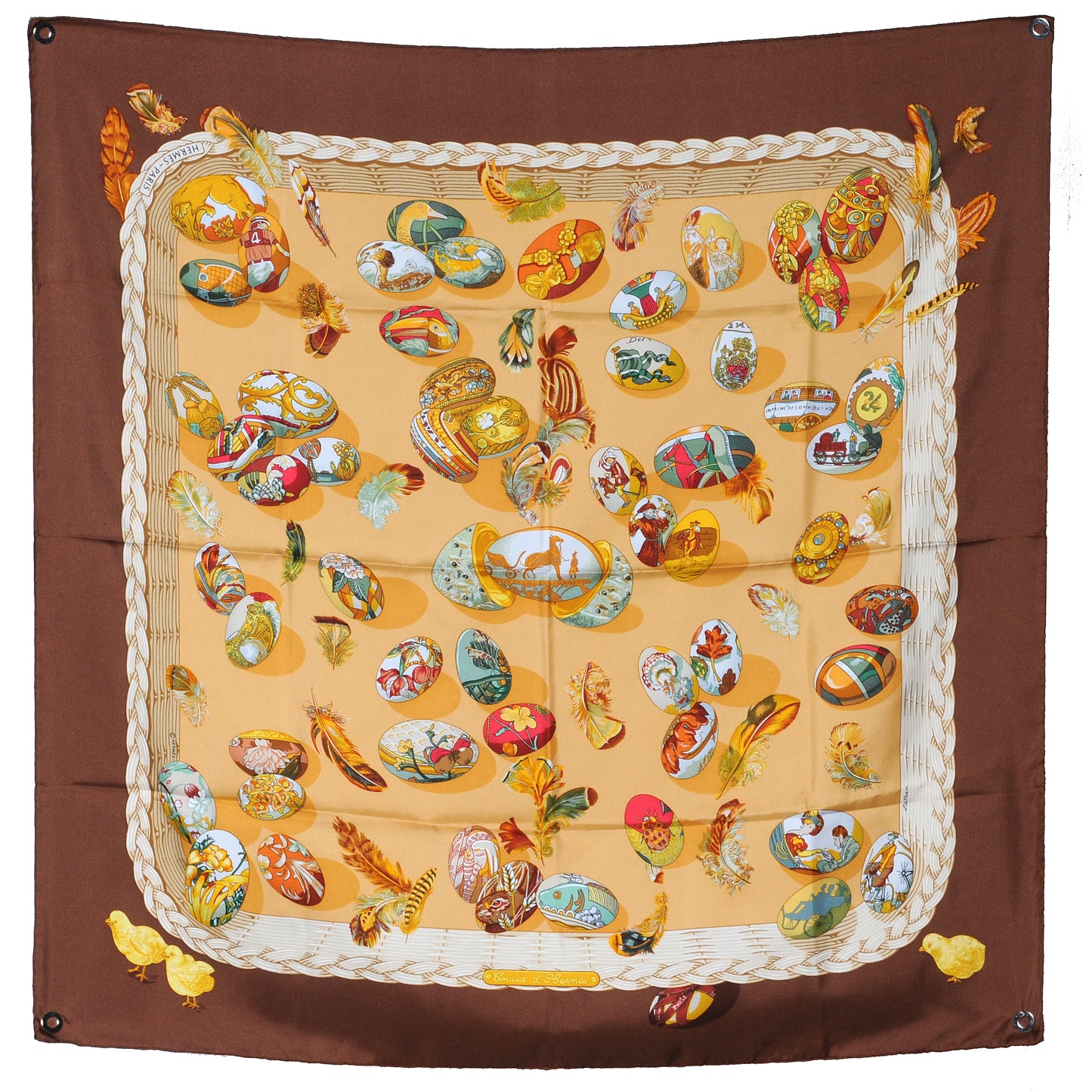 Silk Couvee D Scarf 90 Brown