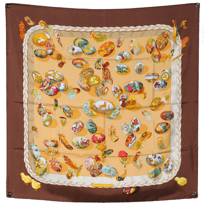 Hermes Silk Couvee D Scarf 90 Brown 2 of 8