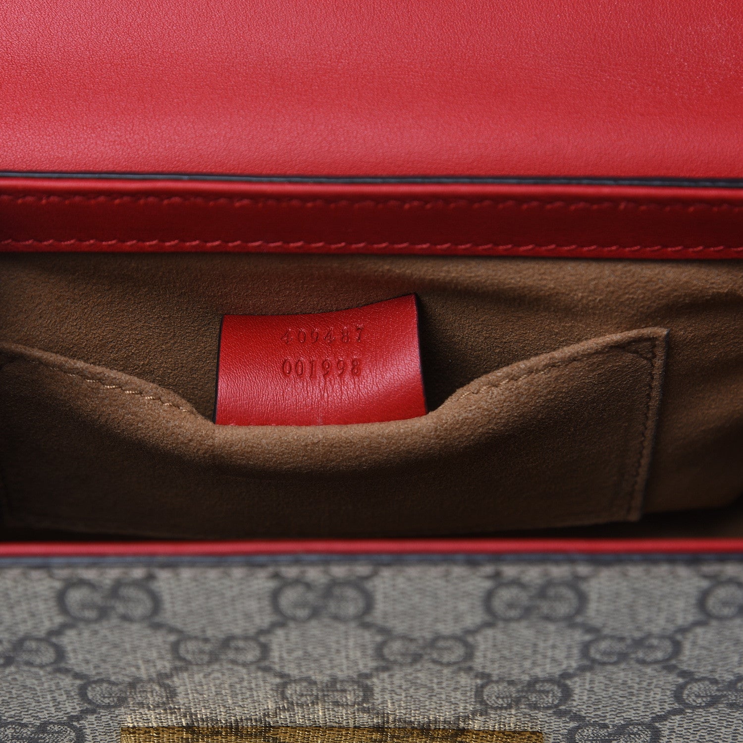 Gucci GG Supreme Monogram Calfskin Small Padlock Shoulder Bag Beige Hibiscus Red New Rosette 7 of 11