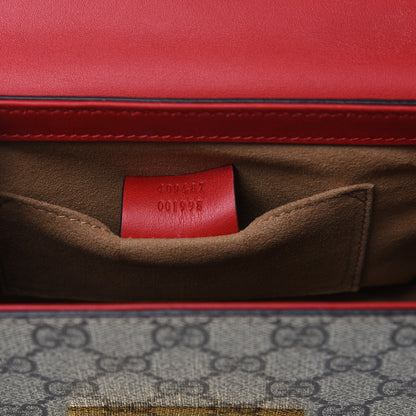 Gucci GG Supreme Monogram Calfskin Small Padlock Shoulder Bag Beige Hibiscus Red New Rosette 7 of 11