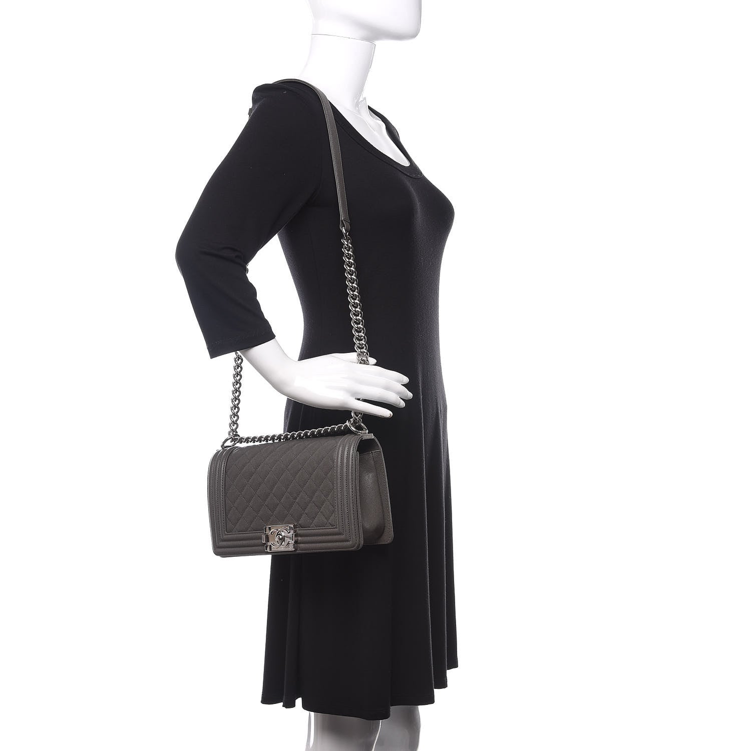 Chanel Caviar Quilted Medium Boy Flap Grey 2 of 11