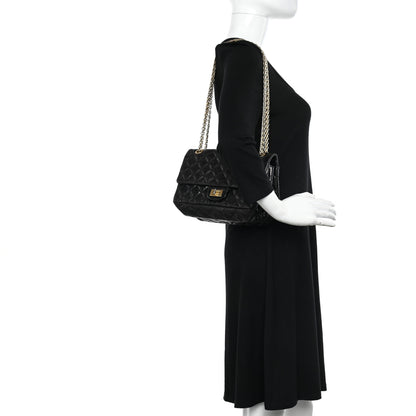 Chanel Aged Calfskin Quilted Double Compartment 2.55 Rayures Reissue 225 Flap Black 2 of 10