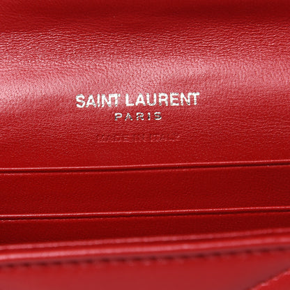 Saint Laurent Calfskin Y Quilted Monogram Small Loulou Envelope Wallet Rouge Eros 6 of 8